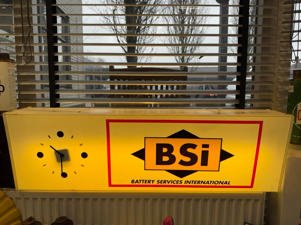 BSI Accu’s oude reclame lichtbak, Verzamelen, Ophalen, Gebruikt, Lichtbak of (neon) lamp