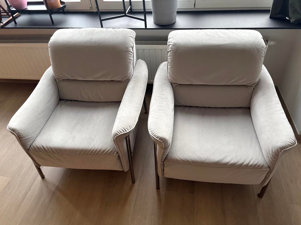 Natuzzi editions 2x Grijze Eenzit/fauteuil, Ophalen, Zo goed als nieuw