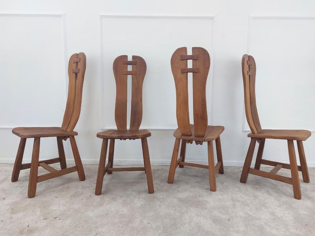 Set van 4 Brutalist De Puydt stoelen - België 1970, Ophalen, Gebruikt, Vier, Brutaliste