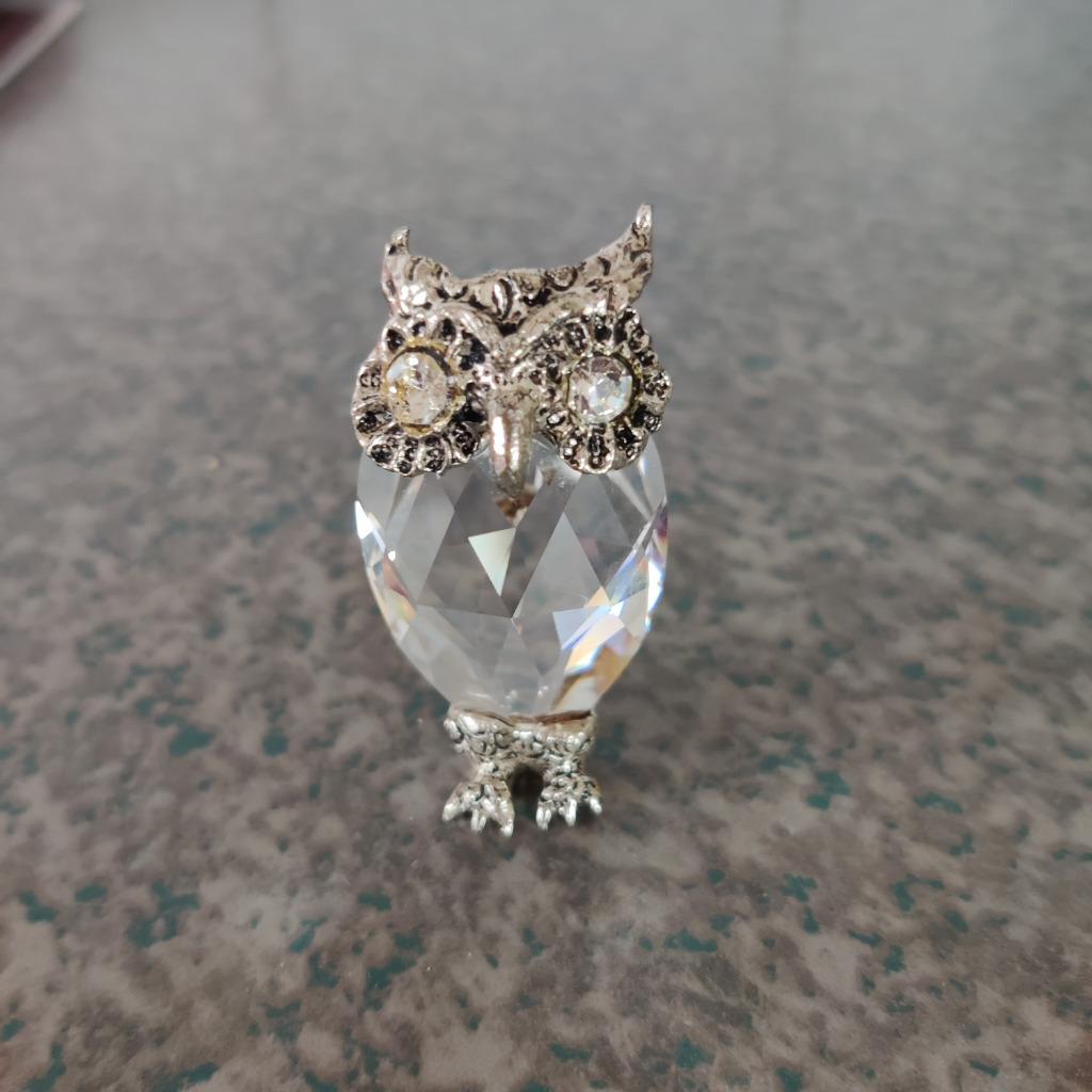 Verre taillé en forme de hibou, Enlèvement, Comme neuf, Oiseaux, Statue ou Figurine