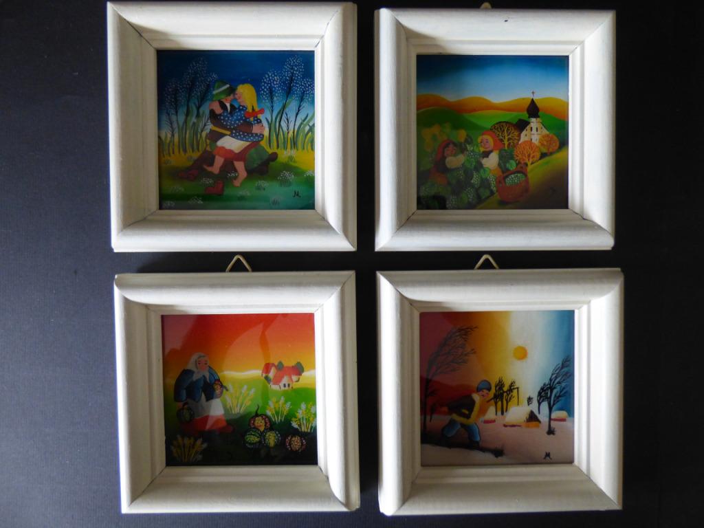 4 ingelijste schilderijtjes op glas, Verzenden