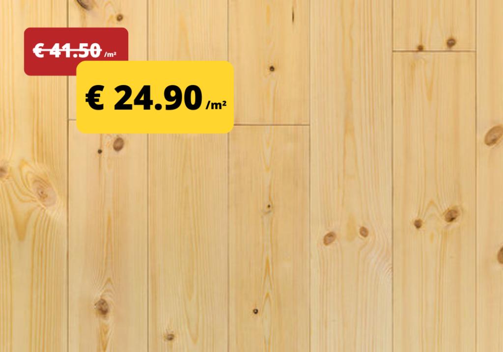 Grenen parket voor € 24.90 /m² - STOCKVERKOOP, Doe-het-zelf en Bouw, Vloerdelen en Plavuizen, Nieuw, Parket, Hout, 150 cm of meer