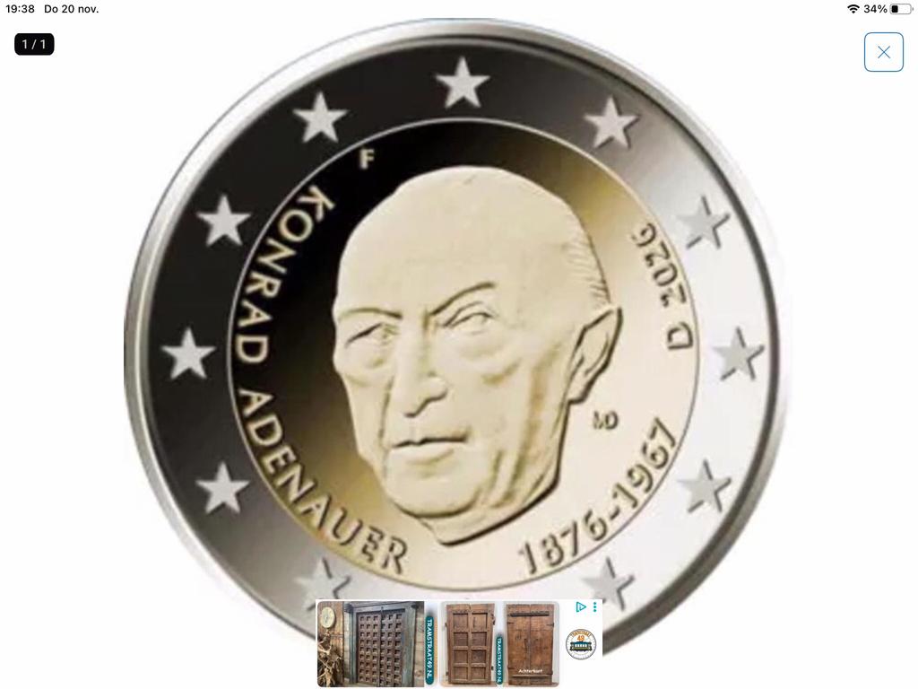 2026 Duitsland Konrad Adenauer unc, Ophalen of Verzenden, Duitsland, 2 euro