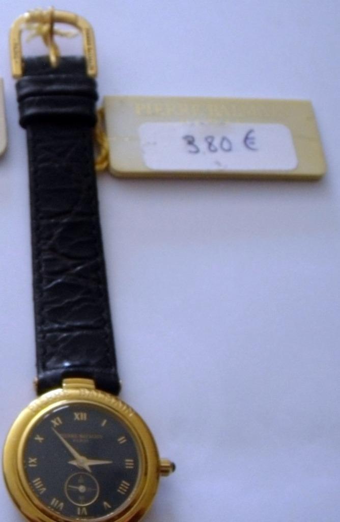 Montre dame Balmain, cadran noir plaqué or, brac. cuir noir, Ophalen of Verzenden, Nieuw