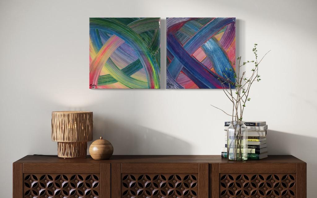 Duo de tableaux: "Universe", Antiquités & Art, Enlèvement ou Envoi