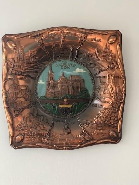Wandbord met de Dom van Aken., Antiek en Kunst, Ophalen of Verzenden, Koper