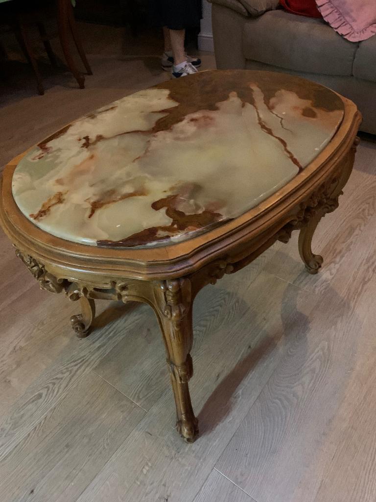 Salontafel marmeren blad, Antiek en Kunst, Ophalen