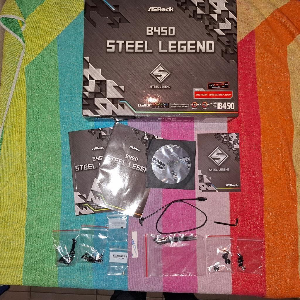 Asrock B450 Steel Legend moederbord, Computers en Software, Moederborden, Gebruikt, DDR4, Ophalen of Verzenden, Socket AM4