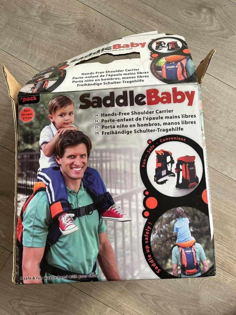 SaddleBaby kinderdrager/schouderdrager - handsfree 2-5 jaar, Kinderen en Baby's, Babydragers en Draagdoeken, Zo goed als nieuw