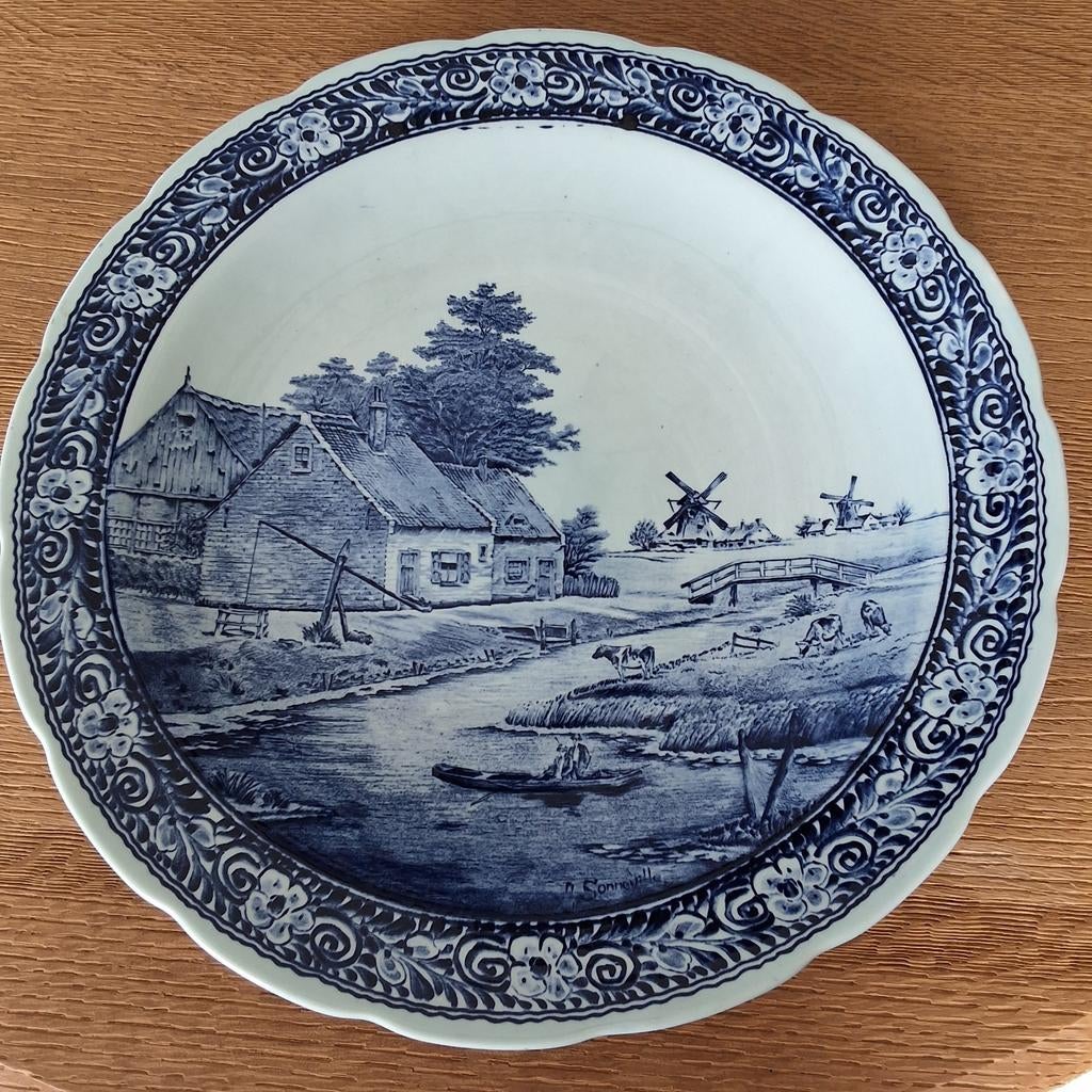 Bord blauw delfts om op te hangen, Antiek en Kunst, Antiek | Wandborden en Tegels, Ophalen