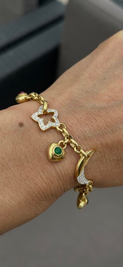 18k gouden armband en diamanten 0.55ct NIEUW!!!!!!, Met bedels of kralen, Nieuw, Ophalen of Verzenden, Goud