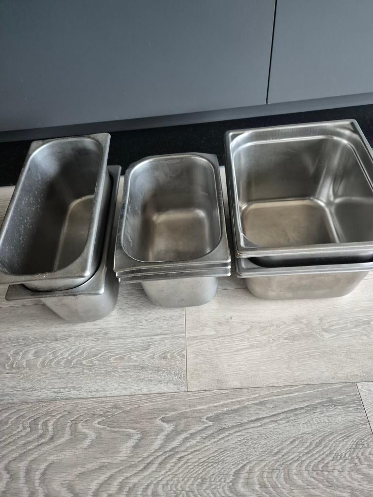 7 grote gastronormbakken, roestvrijstaal, Ophalen, Zilver, Overige materialen, Overige merken