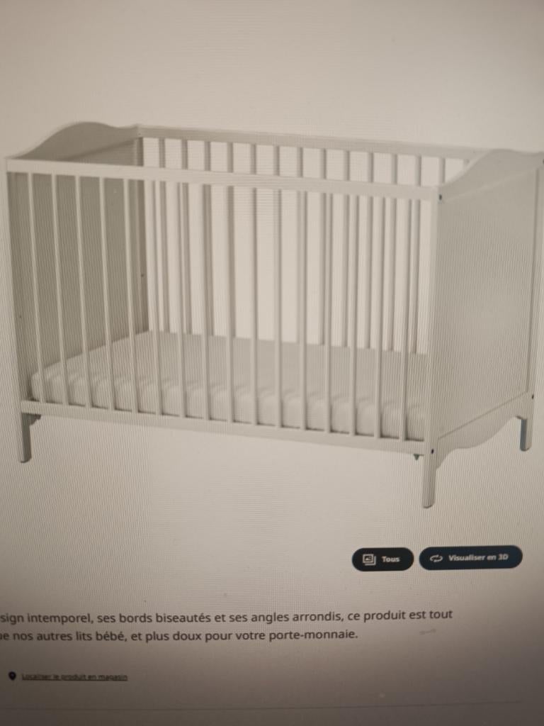 Lit bébé blanc ikea SMAGORA 60x120, Electroménager, Enlèvement, Comme neuf