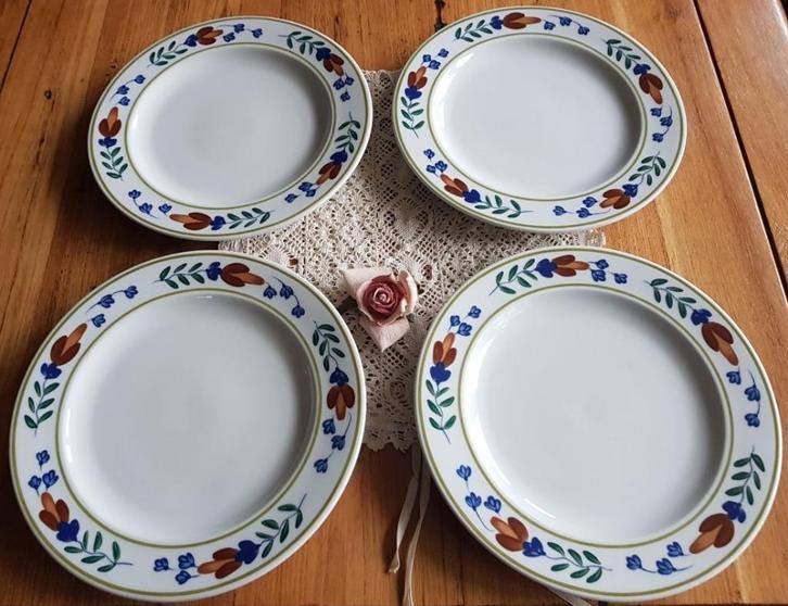 4 Hotel porseleinen borden, Mosa, Boerenbont, Gebruikt, -, -, Ophalen of Verzenden