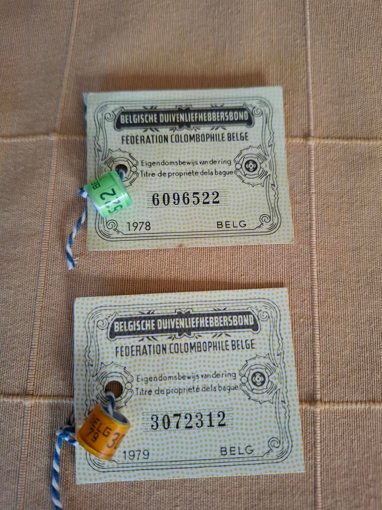Duivenring met kaartjes 1978 en 79