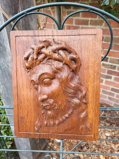 Sculpture Jésus avec couronne d'épines — A. Flament 1940, Antiquités & Art, Enlèvement ou Envoi