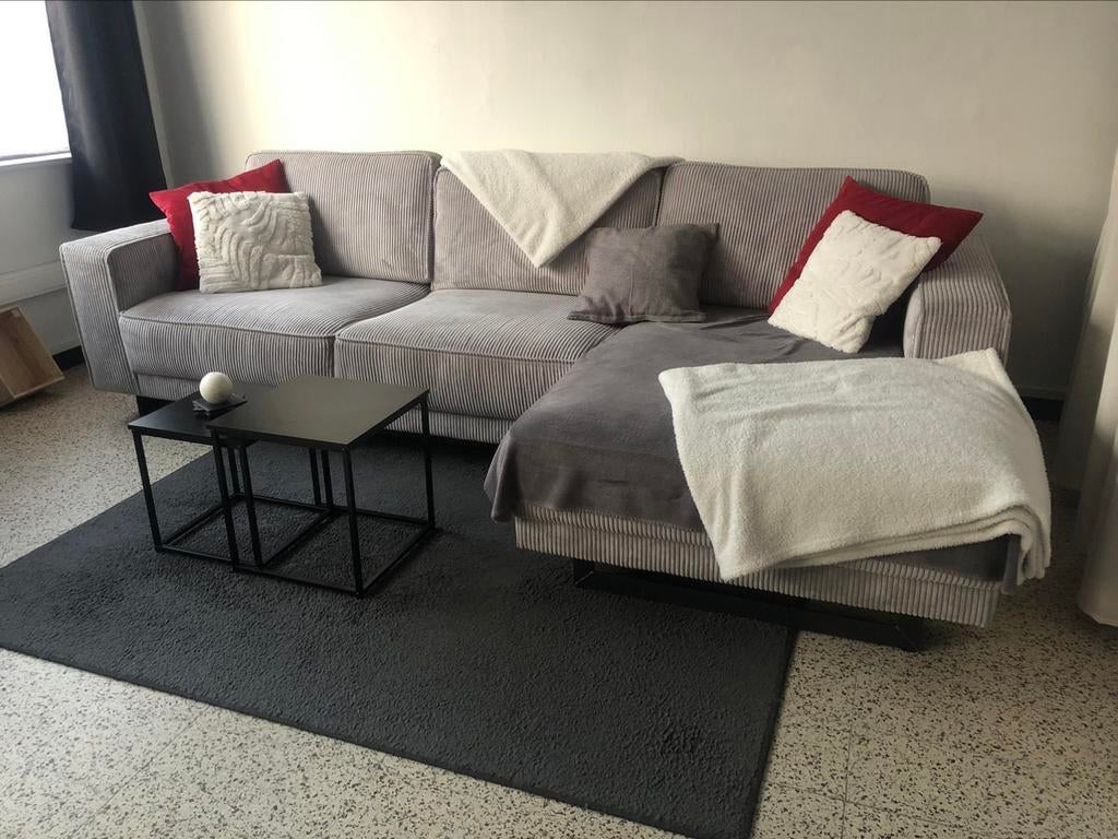 Salon 2,85m sur méridienne 1,60m, Maison & Meubles, Canapés | Coins salons complets, Comme neuf, Autres matériaux, Velours