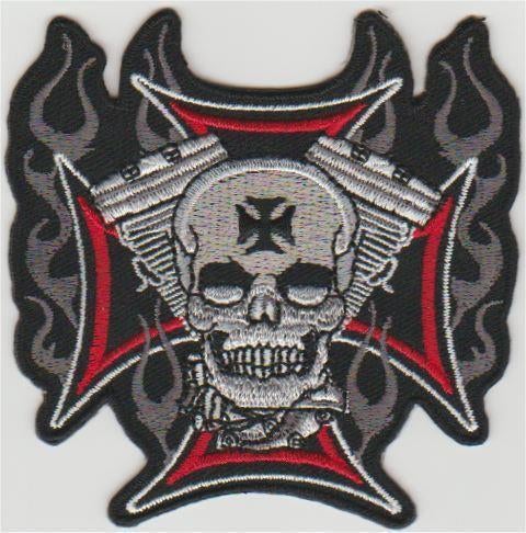 Iron Cross V-Twin Skull stoffen opstrijk patch embleem #5, Envoi, Neuf