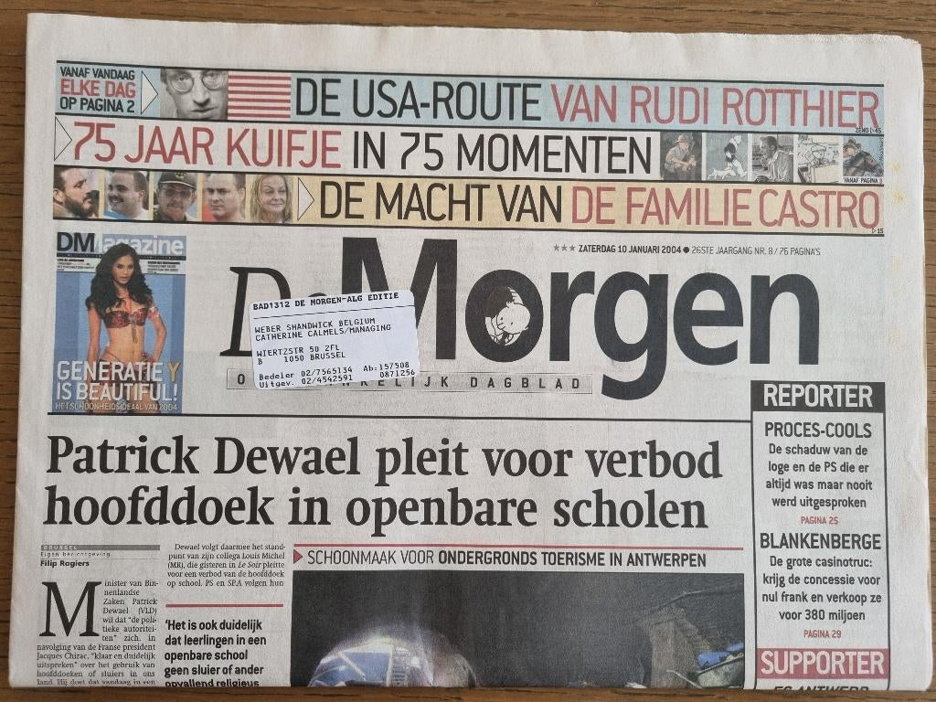 Journal Journal Tintin Tintin Le Matin 2004, Enlèvement ou Envoi, 1980 à nos jours, Journal