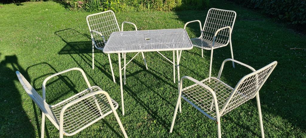 Emu Vintage Draadstoelen en tafel Emu Rio ‘60 Italië, Jardin & Terrasse, Chaises de jardin, Enlèvement, Pliant