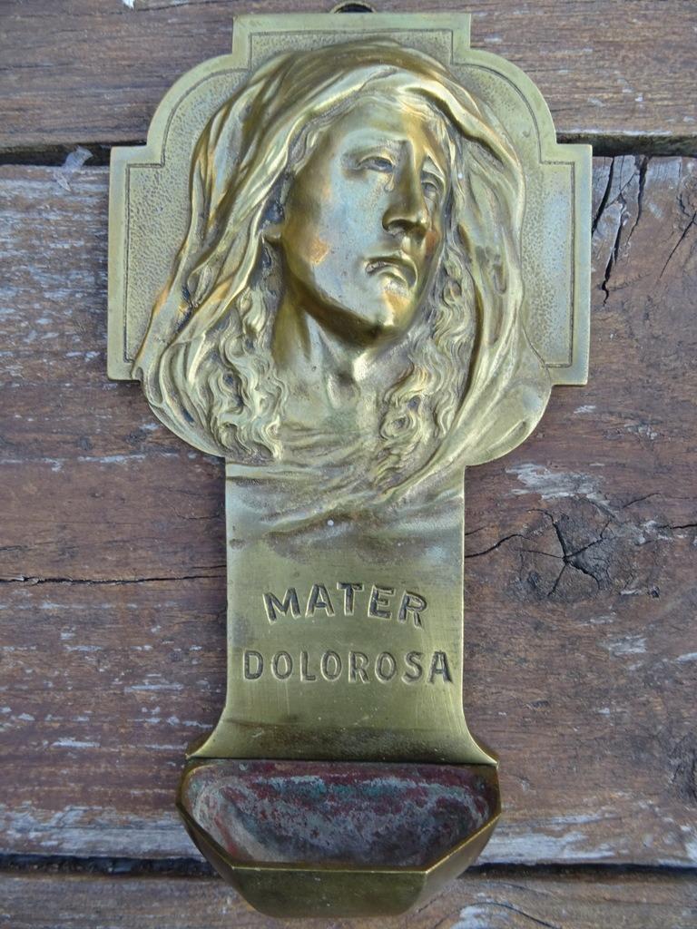 Antiek wijwaterbakje Mater Dolorosa wijwaterbakje 23cm 1850, Antiek en Kunst, Ophalen of Verzenden