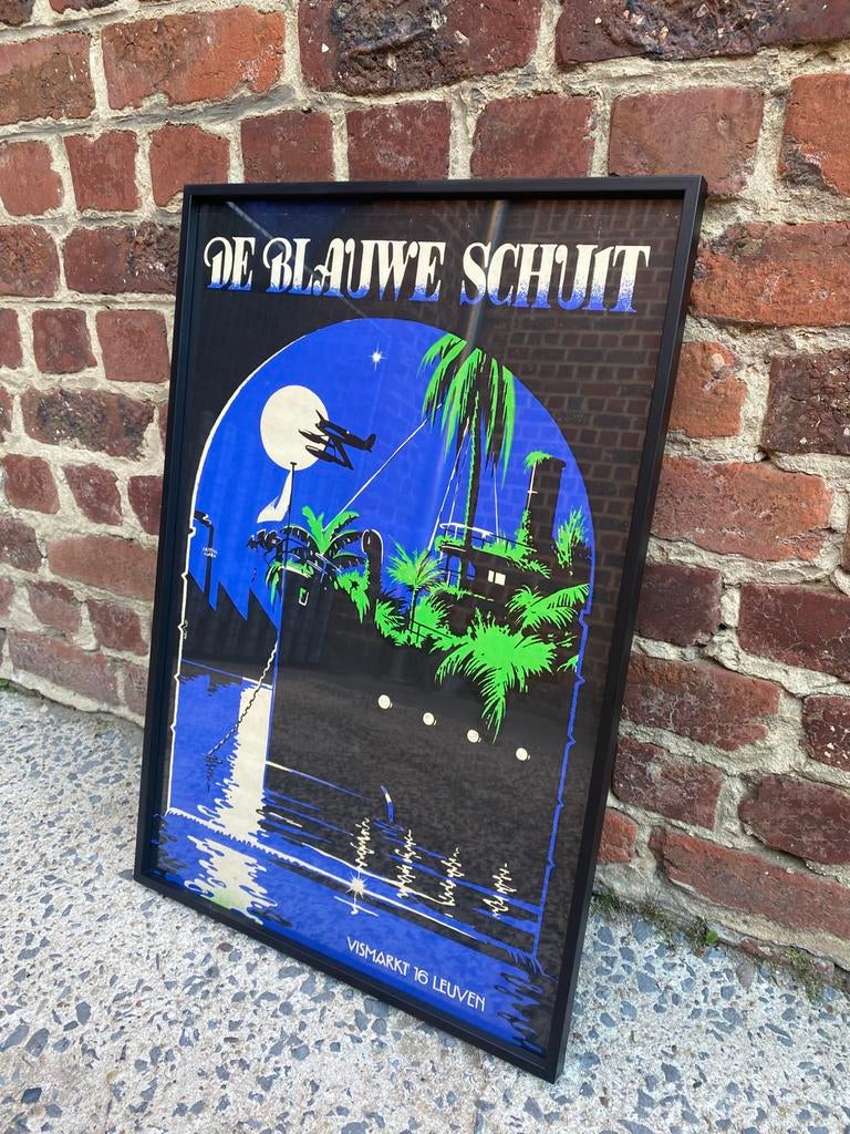 Vintage originele prent Leuven De Blauwe Schuit, Ophalen