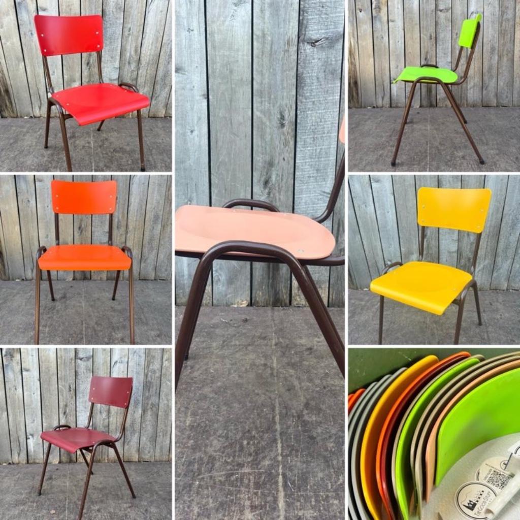 upcycled stapelstoel – Polly ( groot aantal mogelijk ), Huis en Inrichting, Stoelen, Overige kleuren, Ophalen of Verzenden, Zo goed als nieuw