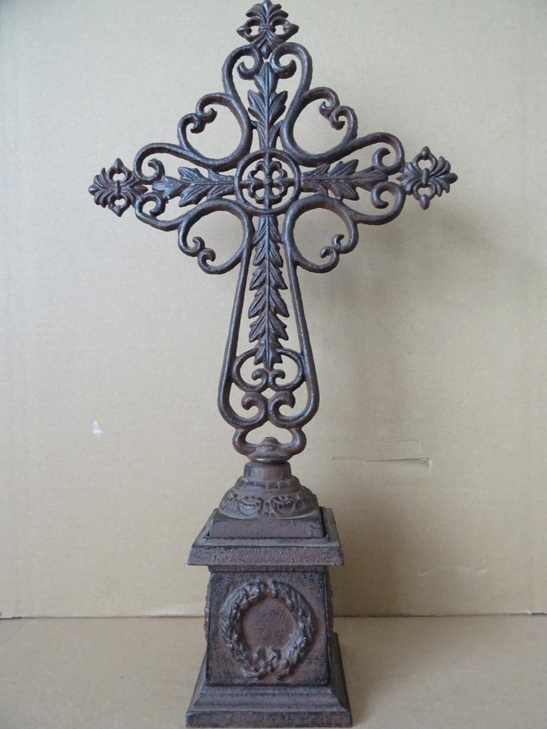 Crucifix néo-gothique ancien crucifix ancien fonte 43cm 1870, Antiquités & Art, Enlèvement ou Envoi