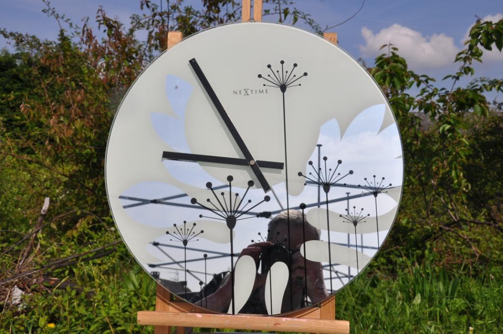 grande horloge murale ronde verre et miroir nextime, Enlèvement ou Envoi, Comme neuf, Horloge murale