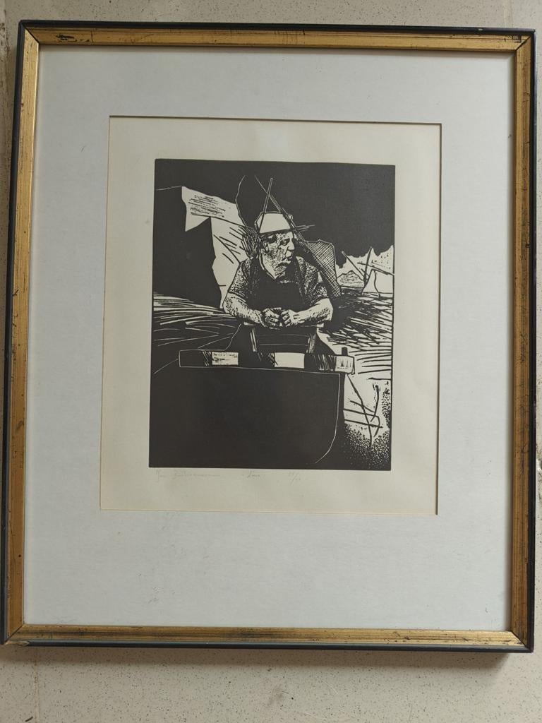 Jan Bastiaensen Linosnede, Antiek en Kunst, Ophalen of Verzenden