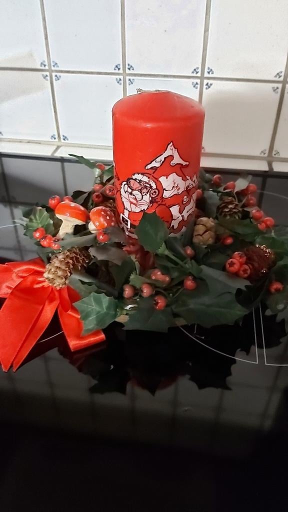 Kerstkrans met kaars, Diversen, Kerst, Ophalen of Verzenden, Zo goed als nieuw