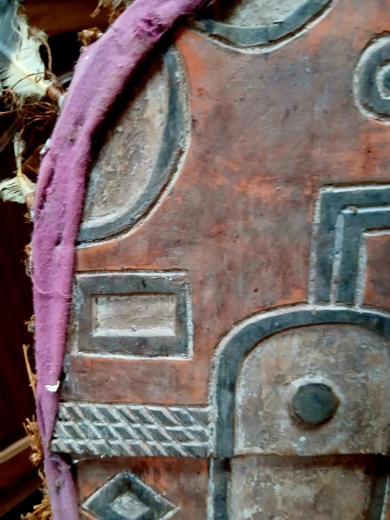 Masque Ethnique Africain ancien Rouge #Congo,# Tribu#Statue, Antiquités & Art, Enlèvement ou Envoi