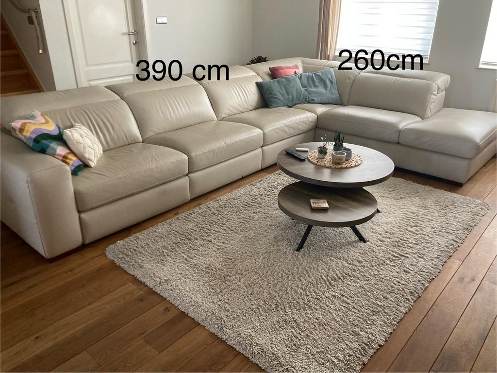 Lederen crèmekleurige zetel , made in Italy by Max Divani, Huis en Inrichting, Zetels | Complete zithoeken, Gebruikt, Leer, Ophalen