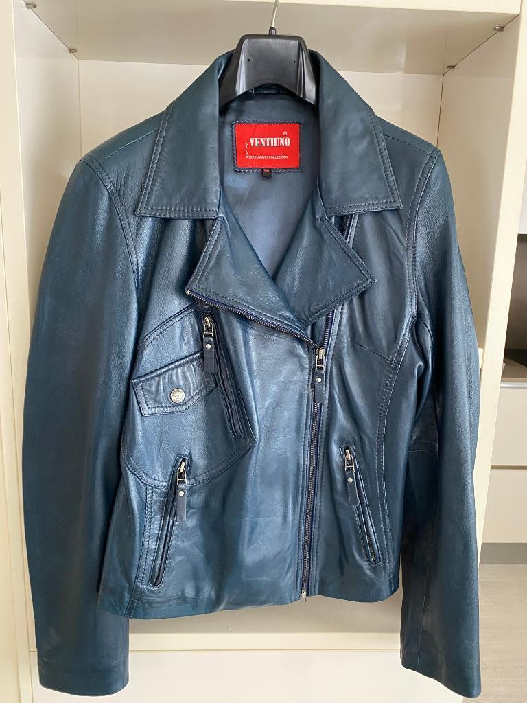 Veste en cuir Perfecto Ventuno, Enlèvement ou Envoi, Comme neuf, Bleu, Taille 42/44 (L)