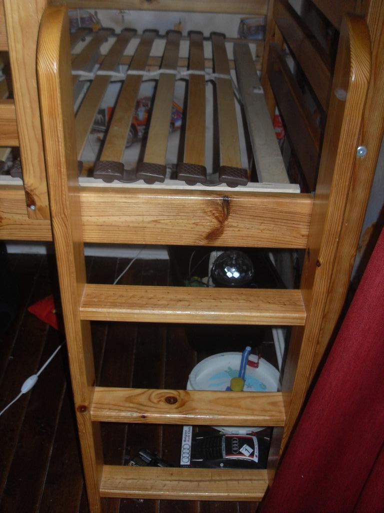 lit et Sommier en hauteur en pin massif, 90 cm, Lit mi-hauteur mezzanine, Une personne, Enlèvement