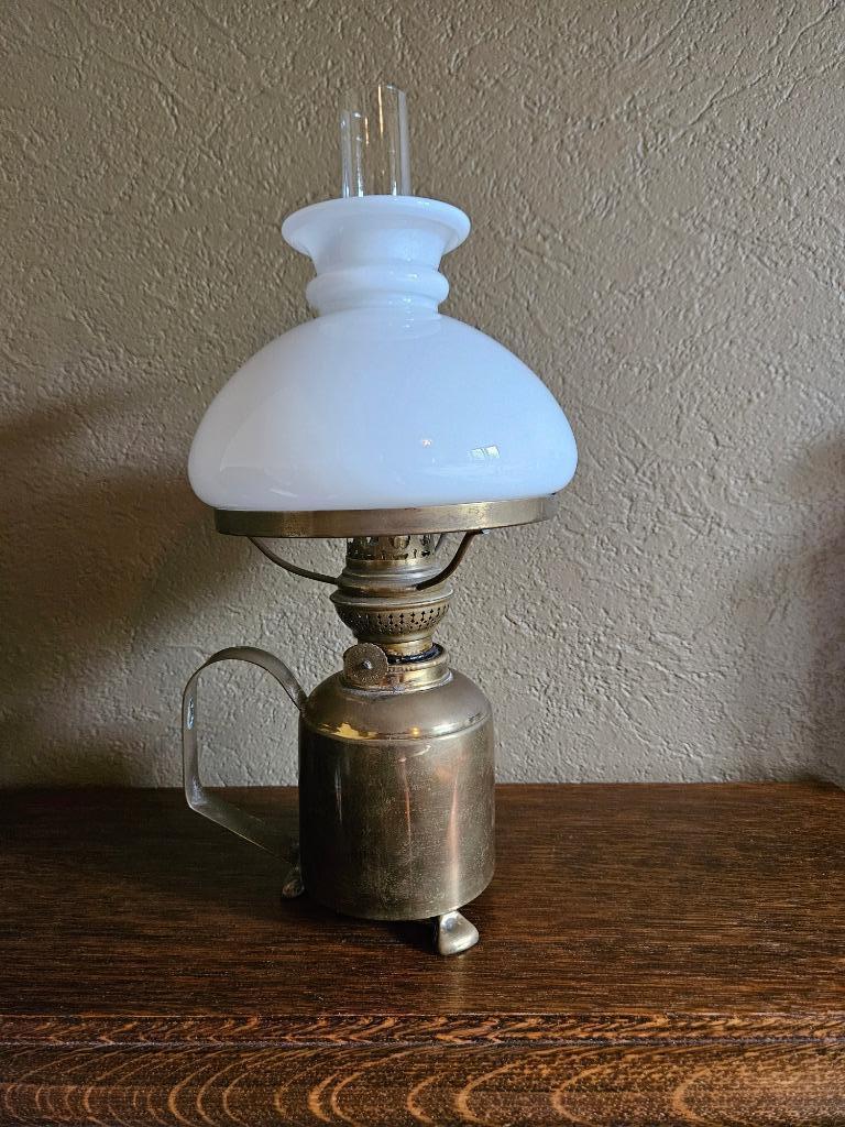 Antieke koperen olielamp (muurlamp), Antiek en Kunst, Antiek | Brons en Koper, Koper, Ophalen