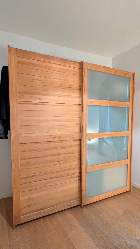 Armoire coulissante 223x202x62 – bois massif – PRIX ADAPTÉ, 200 cm ou plus, Enlèvement, Utilisé, 200 cm ou plus