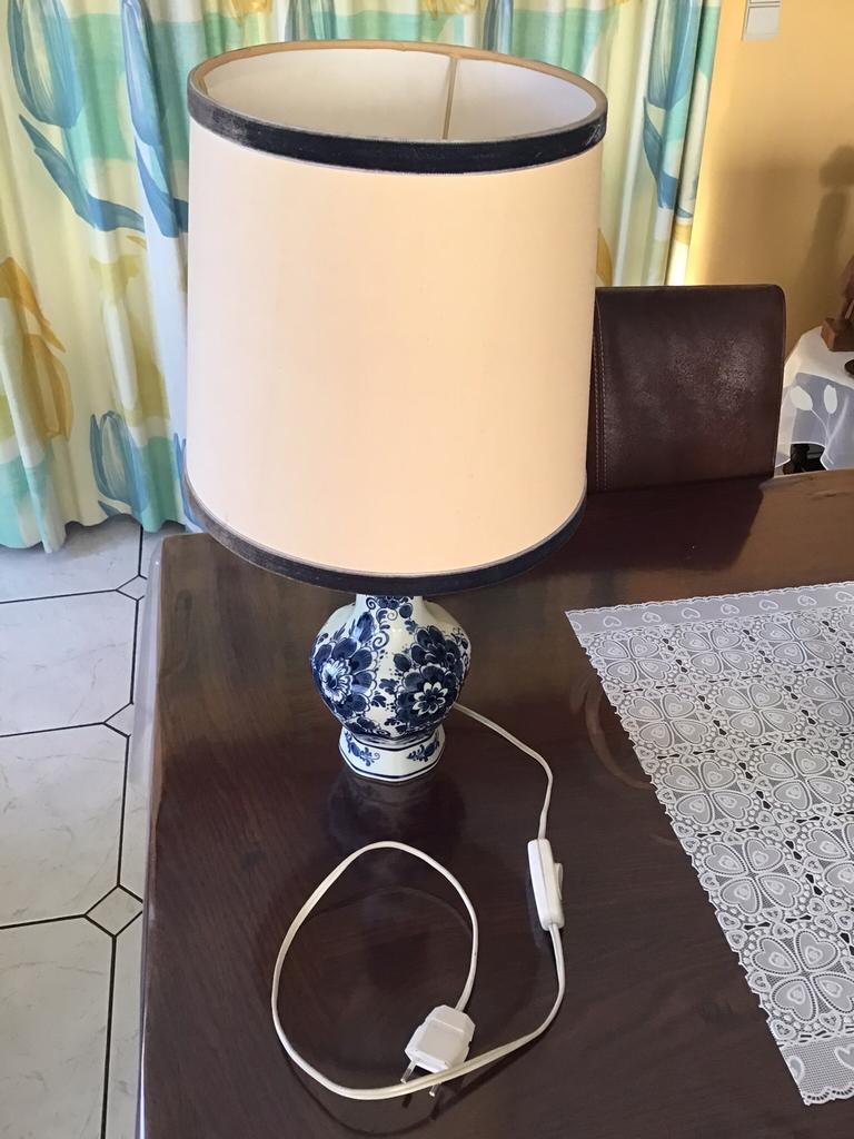 Blauw delft lamp, Ophalen, 25 tot 50 cm, Blauw, Rond