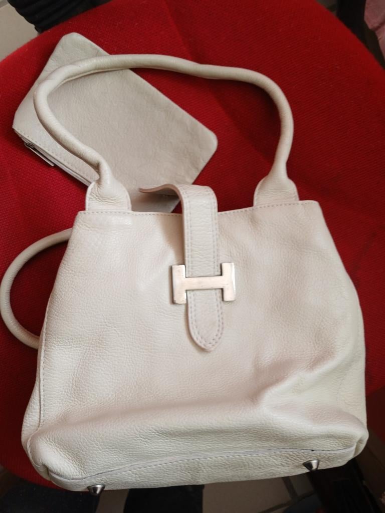 Hermes leren boekentas+binnenzak, Handtassen en Accessoires, Tassen | Damestassen, Ophalen of Verzenden, Wit