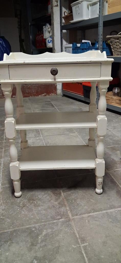 Petit guéridon  blanc  avec tiroir, Maison & Meubles, Enlèvement