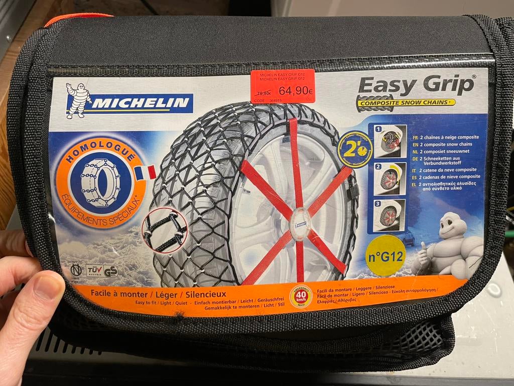 Sneeuwkettingen (2st) Michelin Easy Grip, Auto diversen, Sneeuwkettingen, Ophalen of Verzenden, Zo goed als nieuw