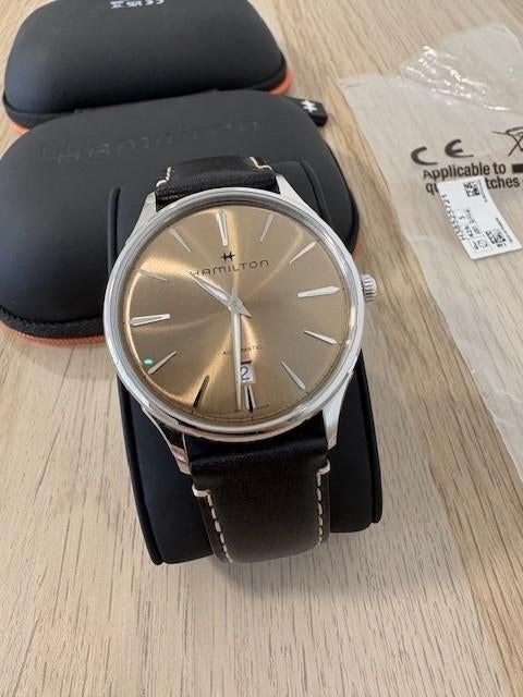 HAMILTON Jazzmaster Thinline auto | H38525721, Leer, Polshorloge, Nieuw, Ophalen