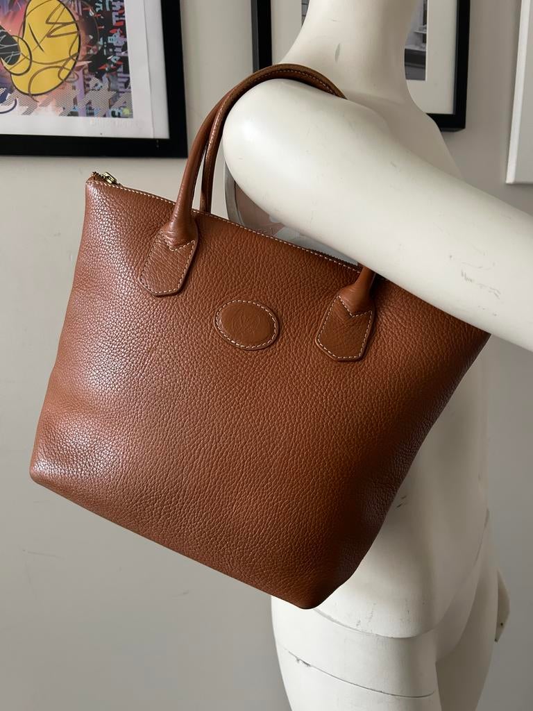 C De Swan handtas generfd leer mokka cognac, Ophalen of Verzenden, Zo goed als nieuw, Handtas