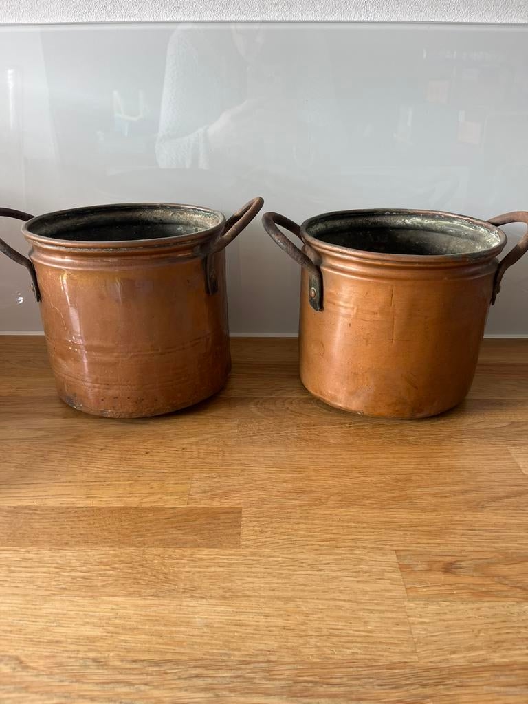 2 marmites anciennes en cuivre, Enlèvement
