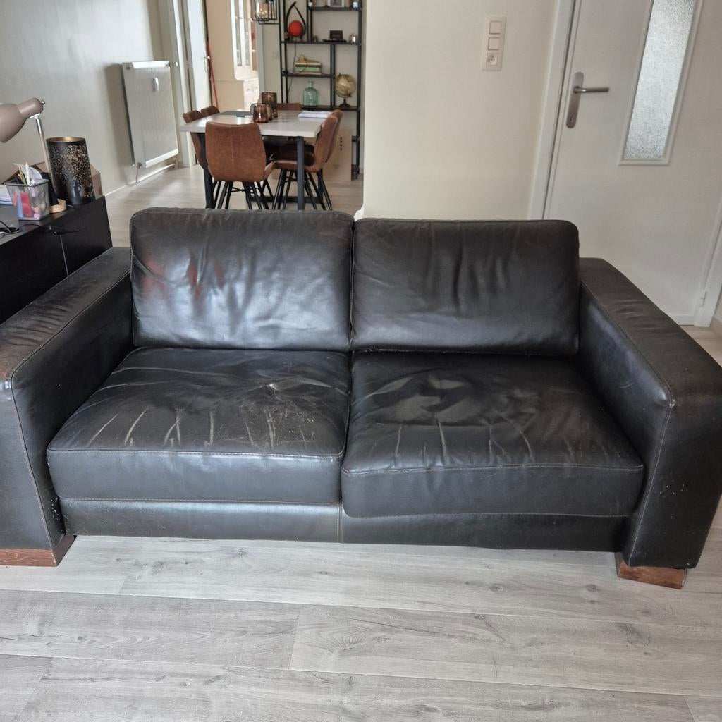 2 Lederen zetels GRATIS, Huis en Inrichting, Zetels | Zetels, Ophalen, Gebruikt, 300 cm of meer, Leer