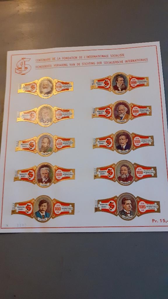 10 bagues dz cigares centenaire fondation socialiste, Enlèvement ou Envoi, Comme neuf, Bagues de cigare