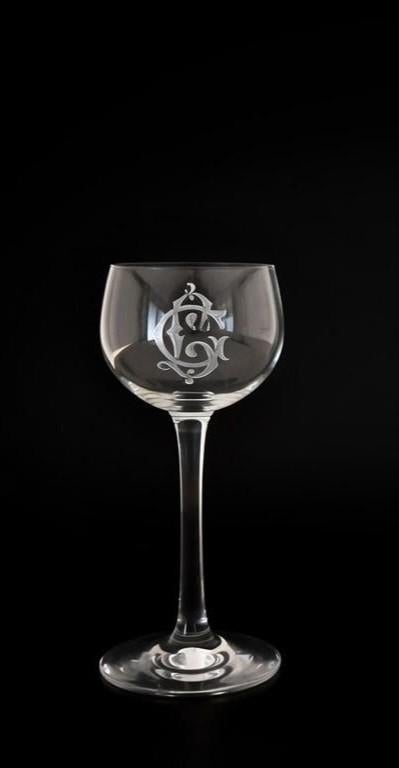 Lot de 5 verres à liqueur en cristal avec monogramme "CL", Enlèvement ou Envoi
