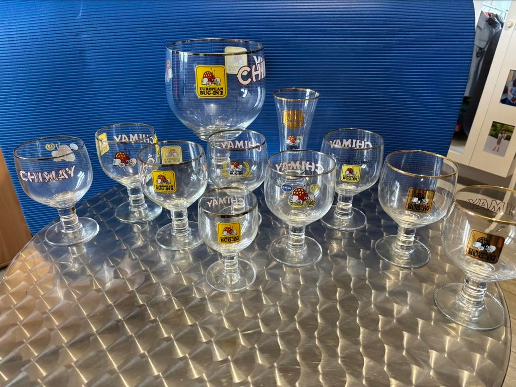 Très gros lot unique 11 verres chimay Bug-in, Collections, Verres & Petits Verres, Comme neuf, Verre à bière, Enlèvement ou Envoi