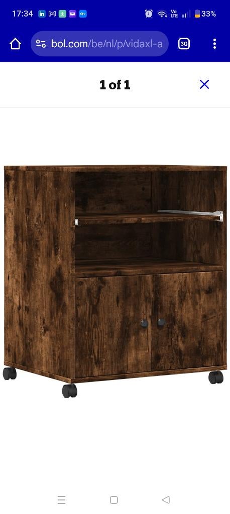 vidaXL Printer Cabinet + L-Shaped Corner Desk, Ophalen