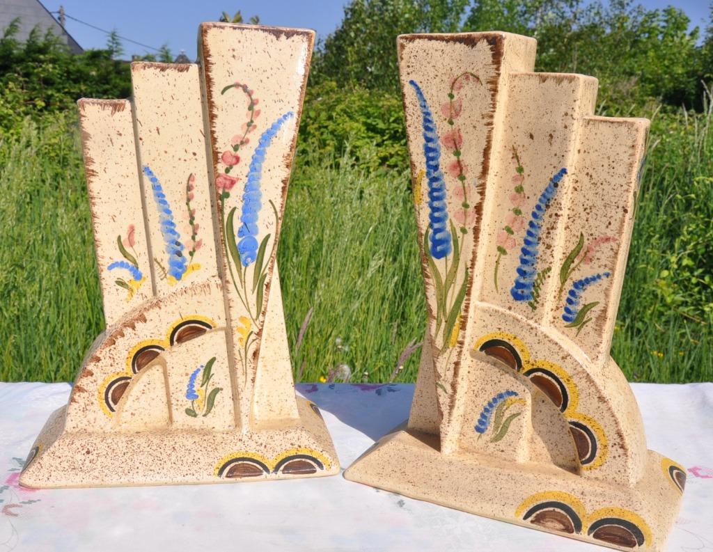 D paire de vases art deco Amc wasmuel modele  (1), Antiek en Kunst, Antiek | Keramiek en Aardewerk, Ophalen of Verzenden